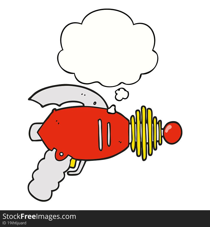 cartoon ray gun with thought bubble. cartoon ray gun with thought bubble