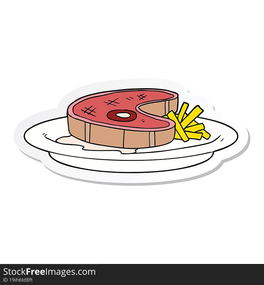 Sticker Of A Cartoon Steak Dinner