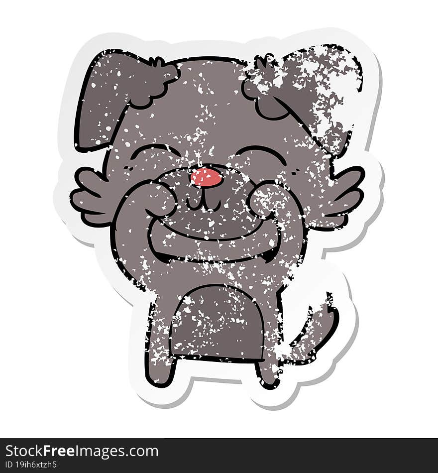 distressed sticker of a cartoon dog