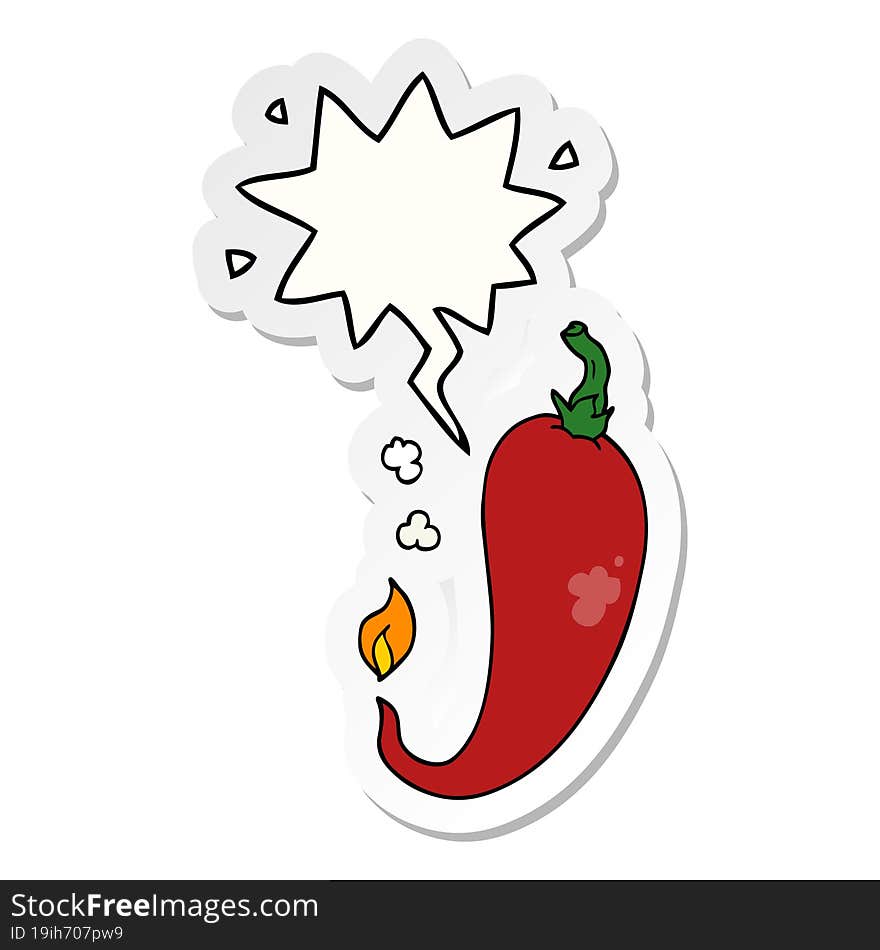 cartoon chili pepper and speech bubble sticker