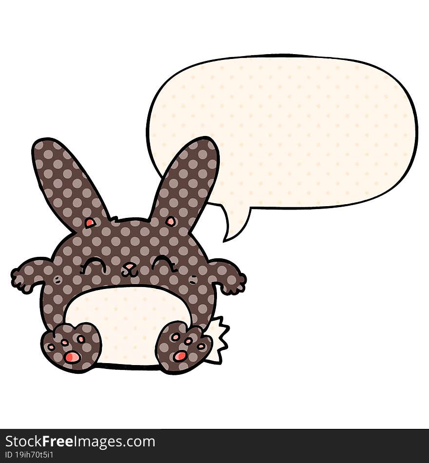 cartoon rabbit with speech bubble in comic book style