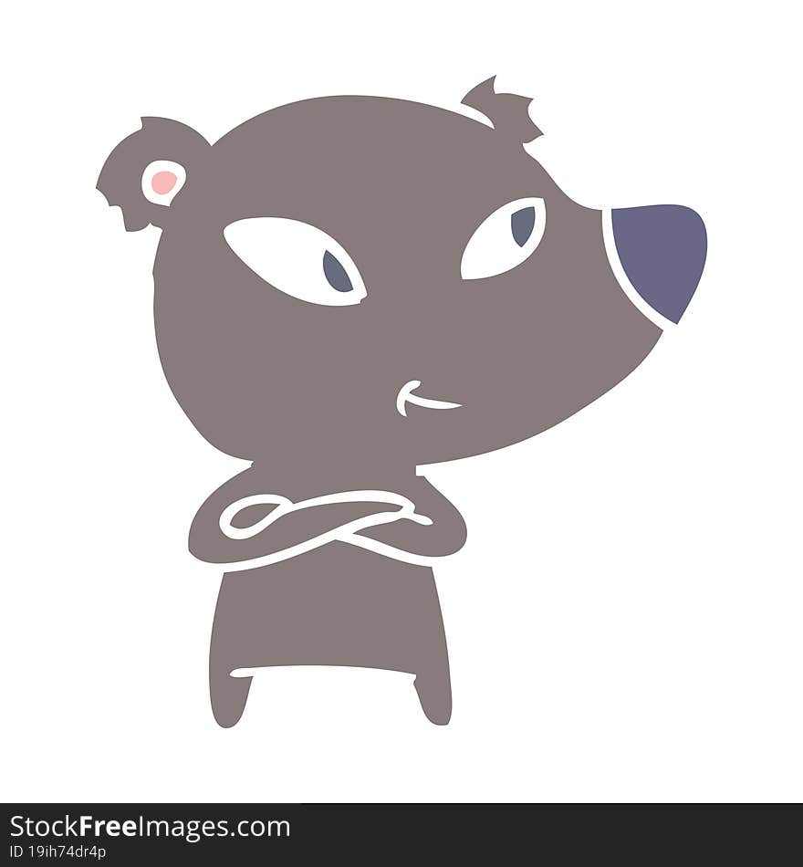 cute flat color style cartoon bear