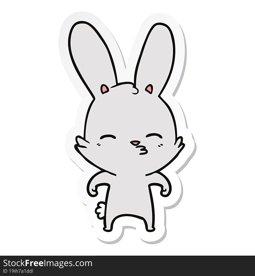 sticker of a curious bunny cartoon