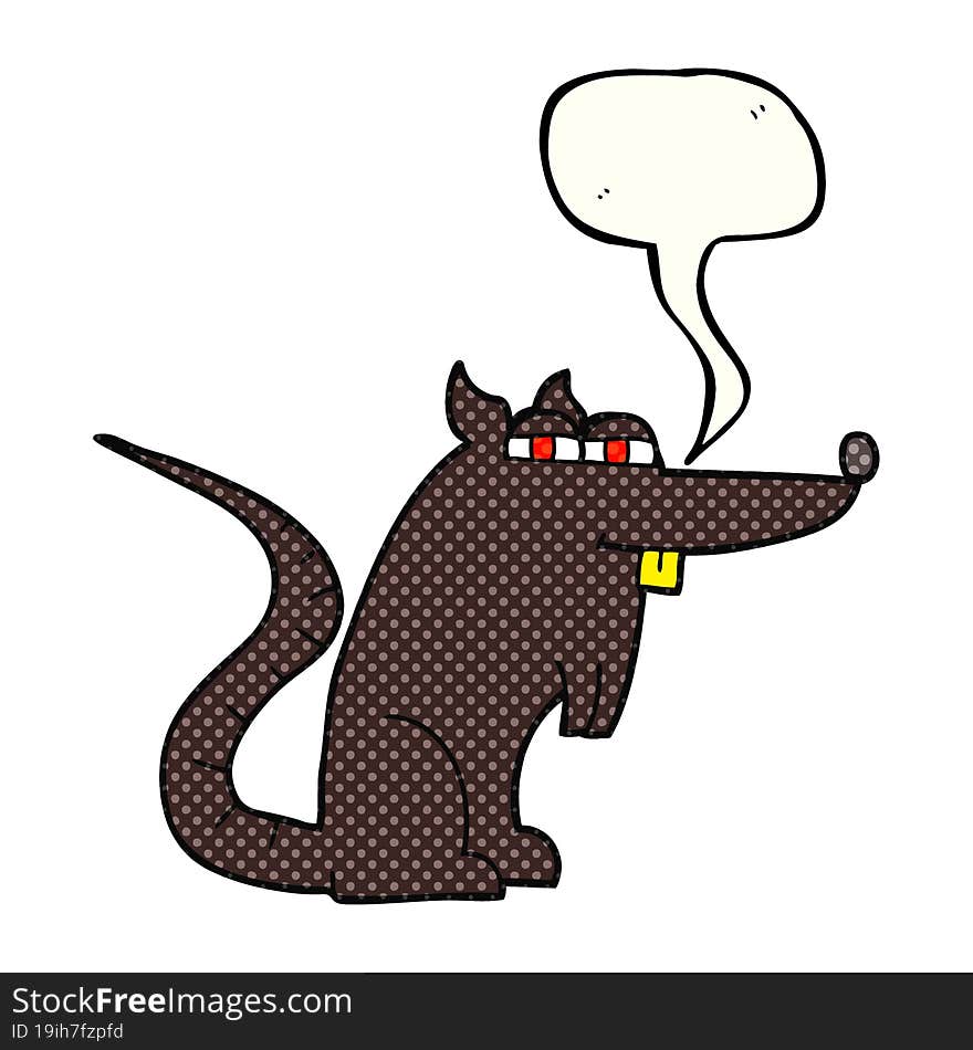 freehand drawn comic book speech bubble cartoon evil rat