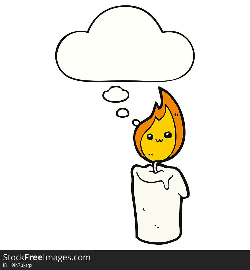 Cartoon Candle Character And Thought Bubble