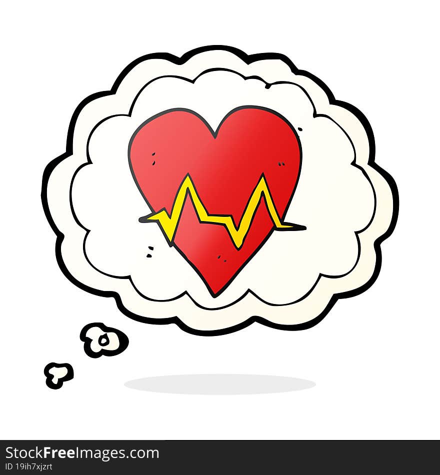 thought bubble cartoon heart rate pulse symbol