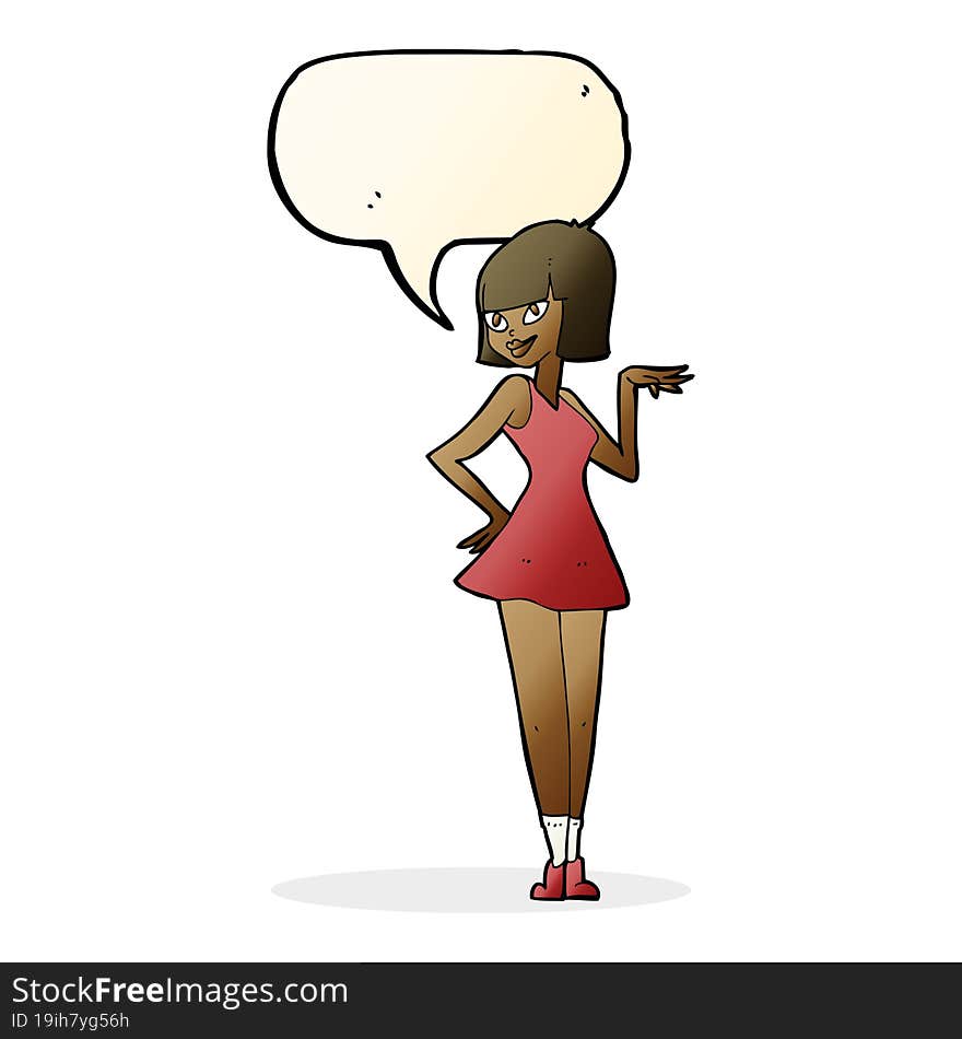 cartoon pretty woman with speech bubble