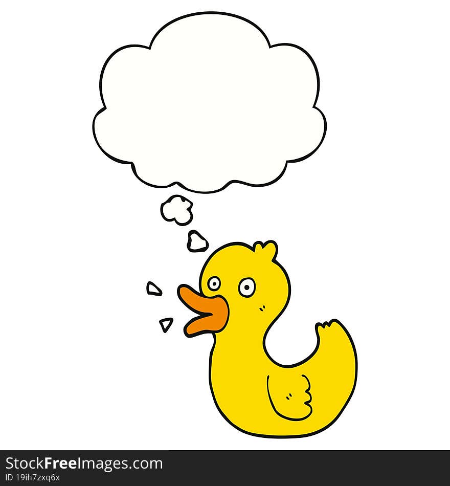 cartoon quacking duck and thought bubble