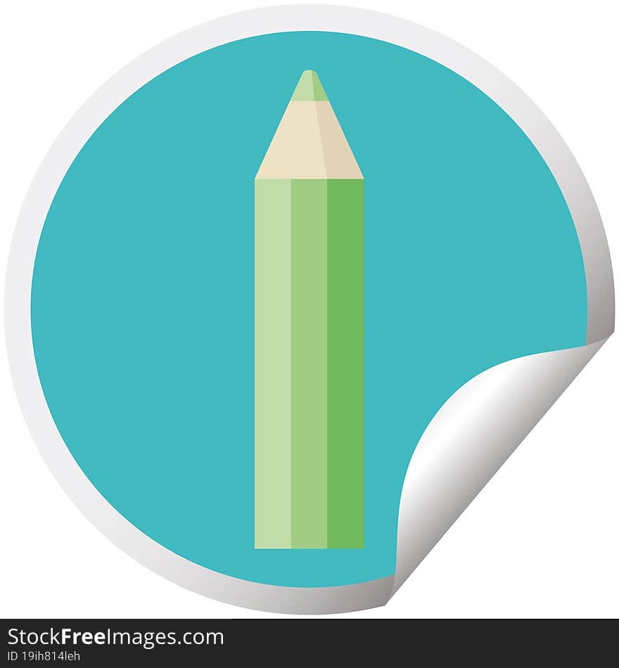 green coloring pencil graphic vector illustration circular sticker. green coloring pencil graphic vector illustration circular sticker