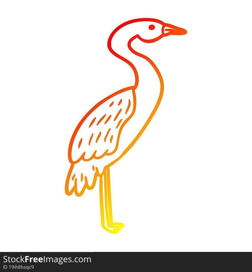 warm gradient line drawing Cartoon stork