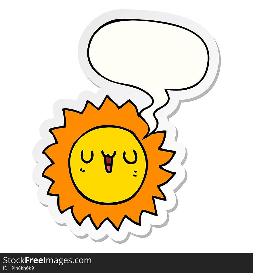 Cartoon Sun And Speech Bubble Sticker