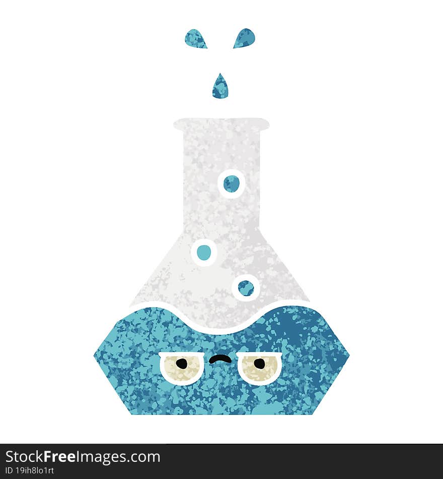 retro illustration style cartoon science beaker