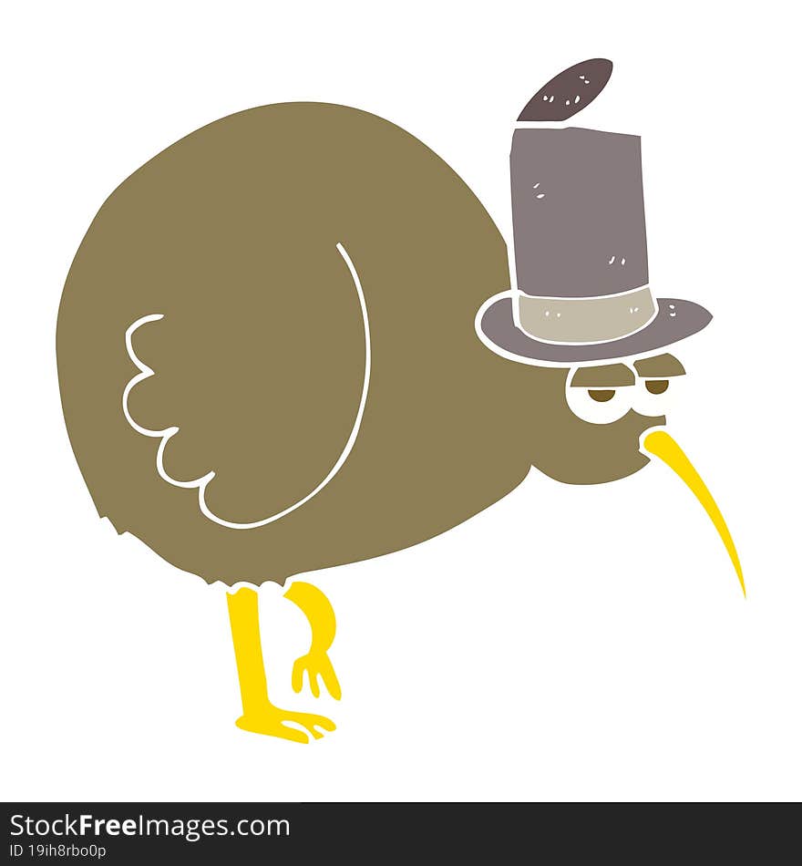 Flat Color Illustration Of A Cartoon Kiwi Bird