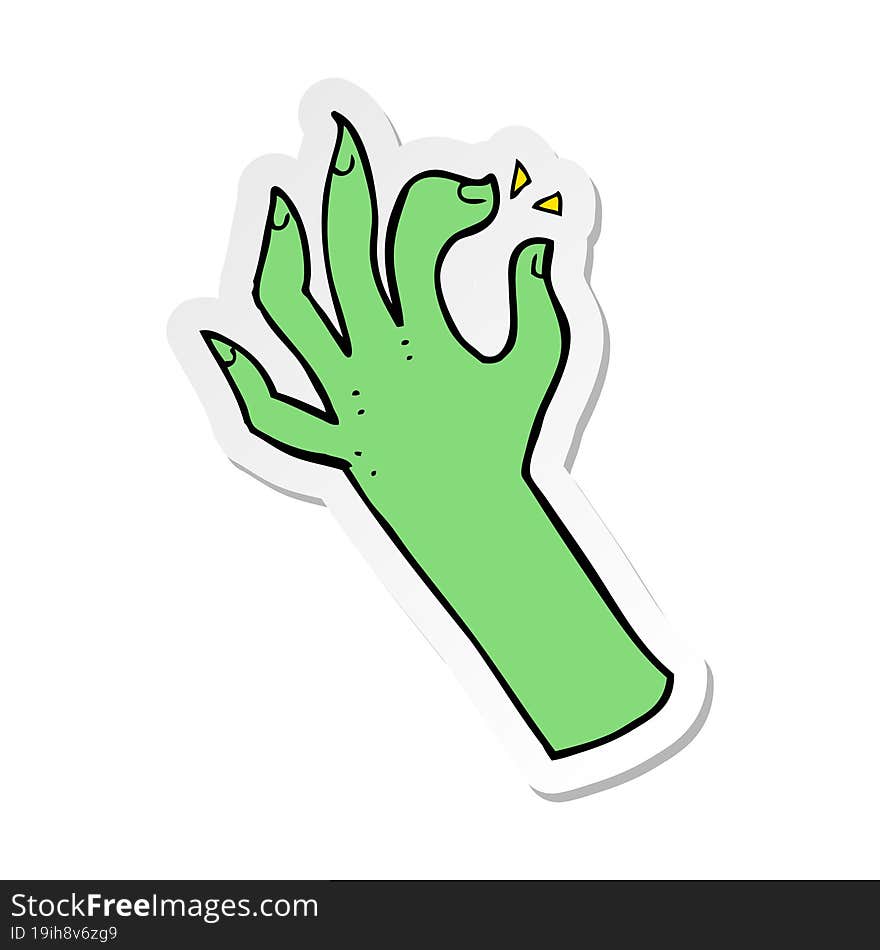 sticker of a cartoon hand symbol