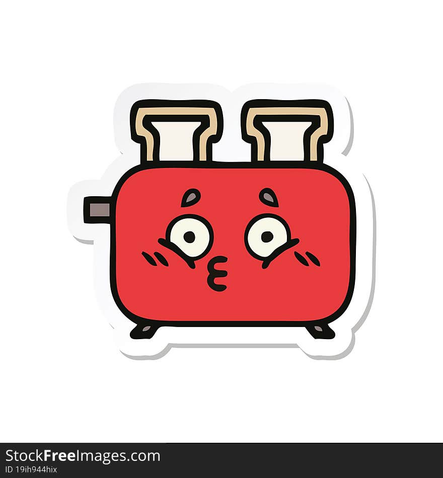 sticker of a cute cartoon of a toaster