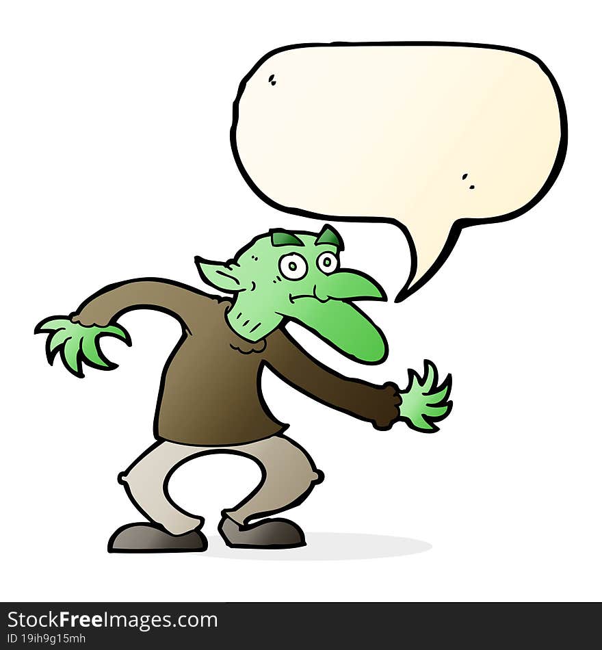 Cartoon Goblin With Speech Bubble