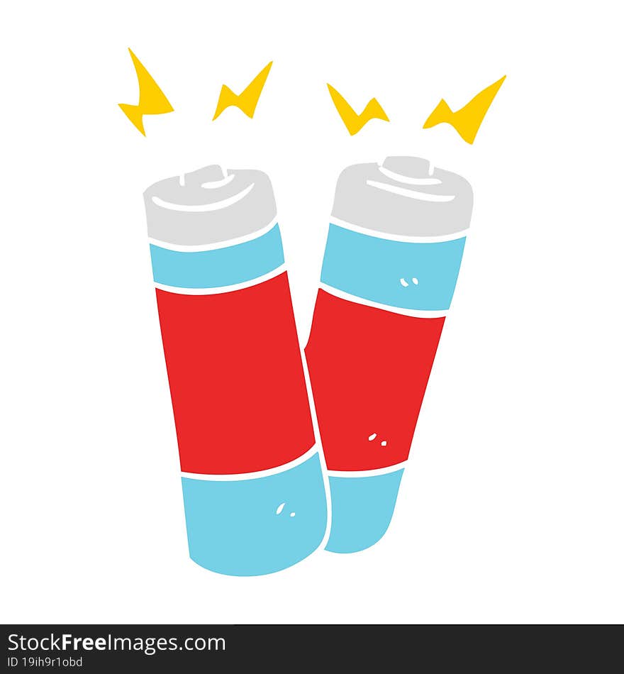 flat color illustration of a cartoon batteries