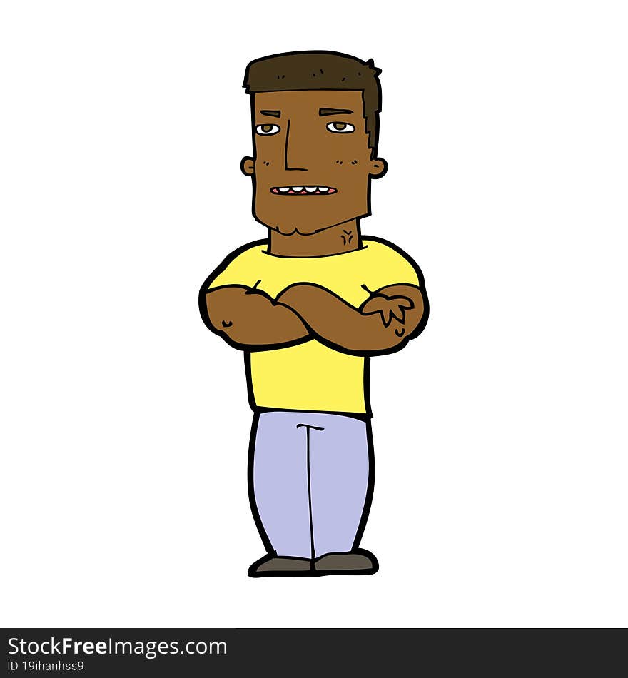 cartoon tough guy with folded arms