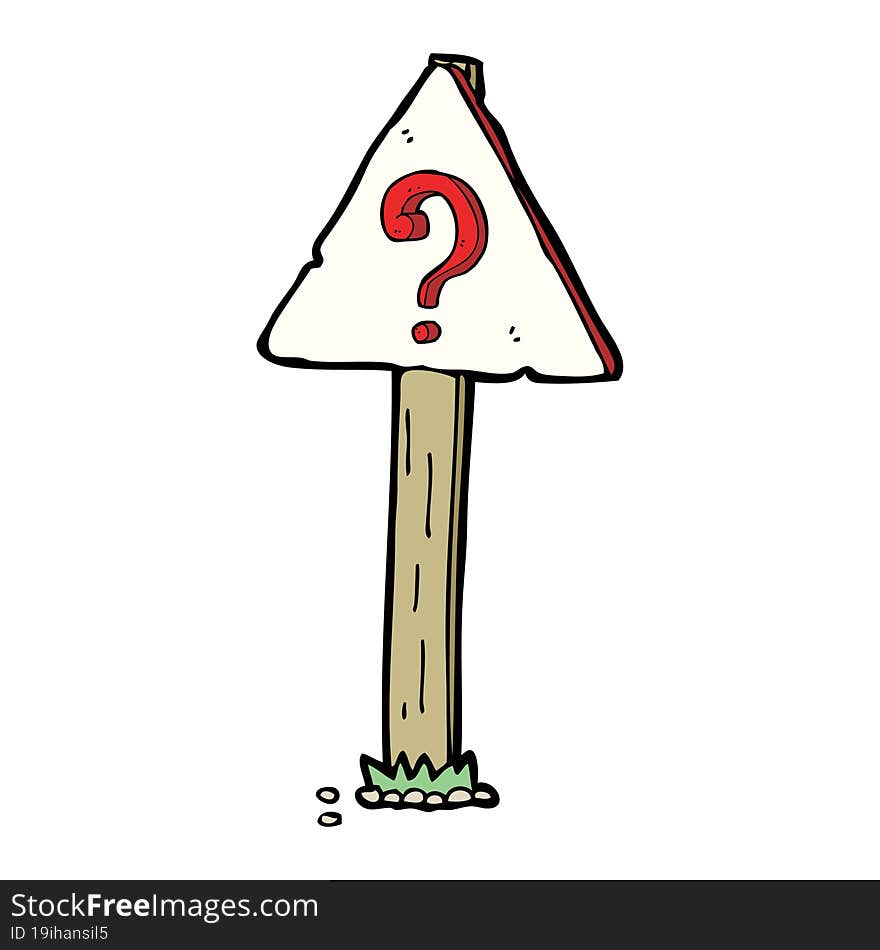 cartoon question mark sign post