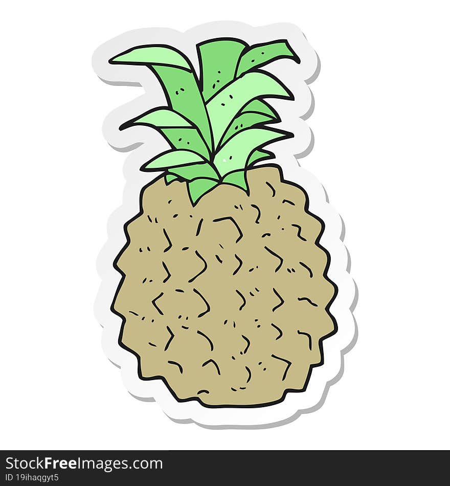 Sticker Of A Cartoon Pineapple