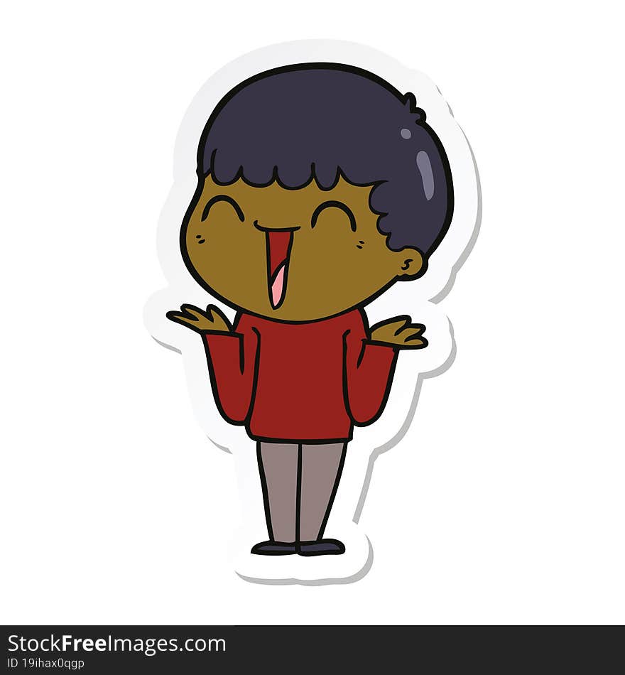 Sticker Of A Cartoon Happy Man