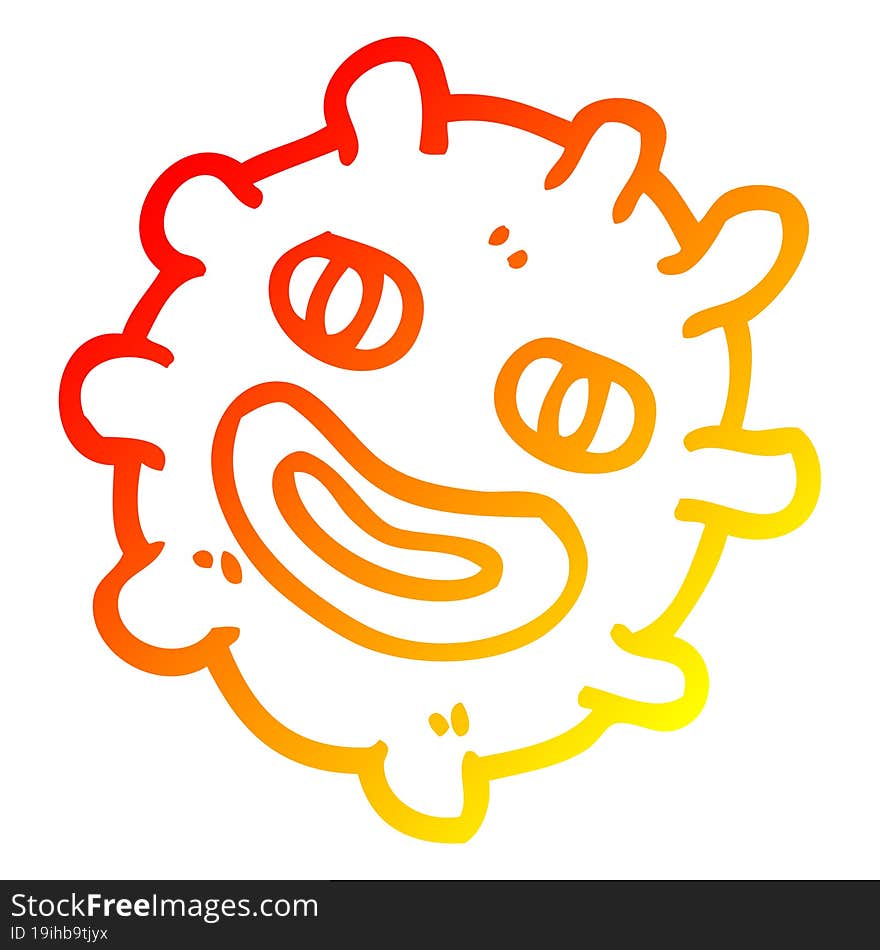 warm gradient line drawing cartoon funny germ