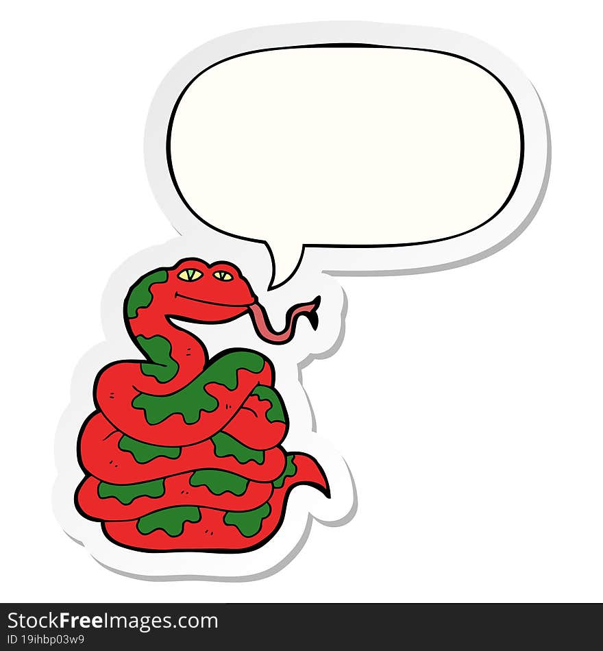 cartoon snake and speech bubble sticker