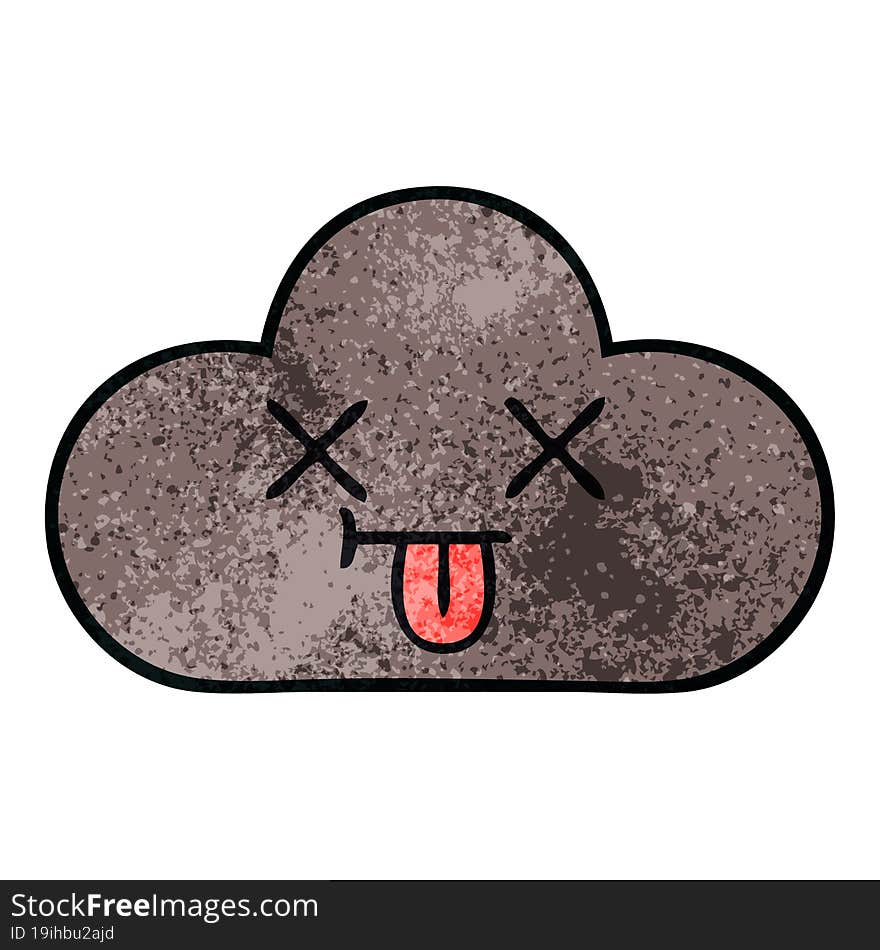 Retro Grunge Texture Cartoon Storm Cloud