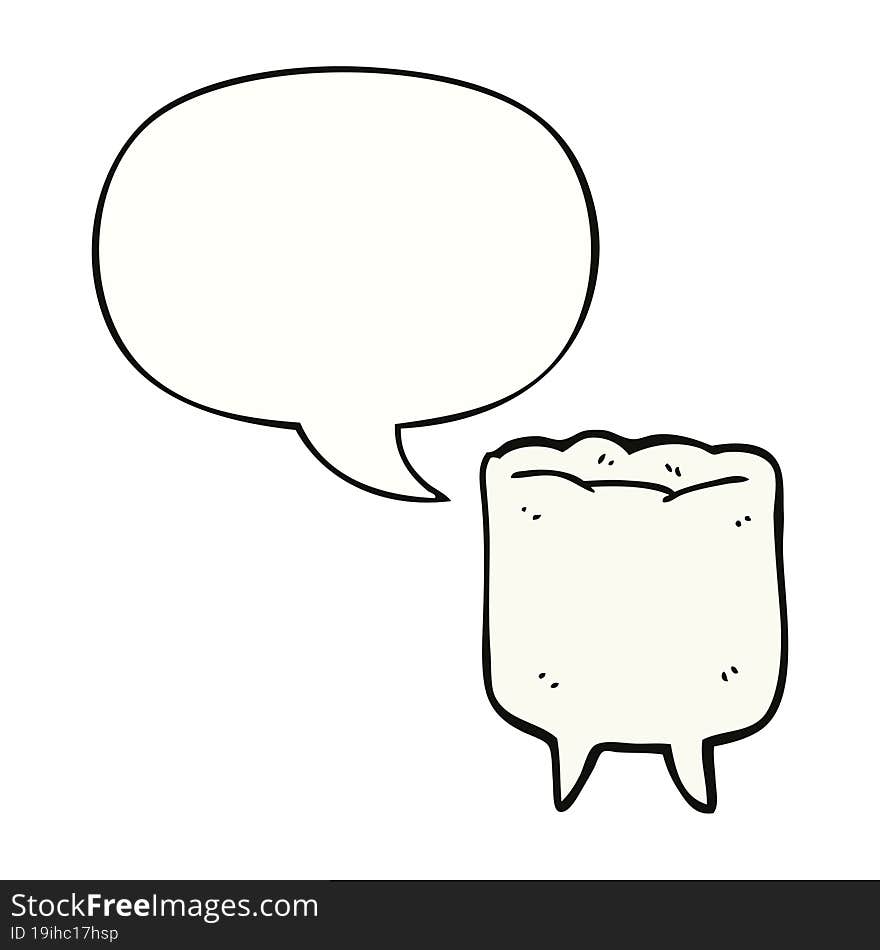 Cartoon Tooth And Speech Bubble