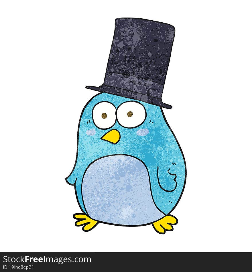 textured cartoon bird wearing top hat