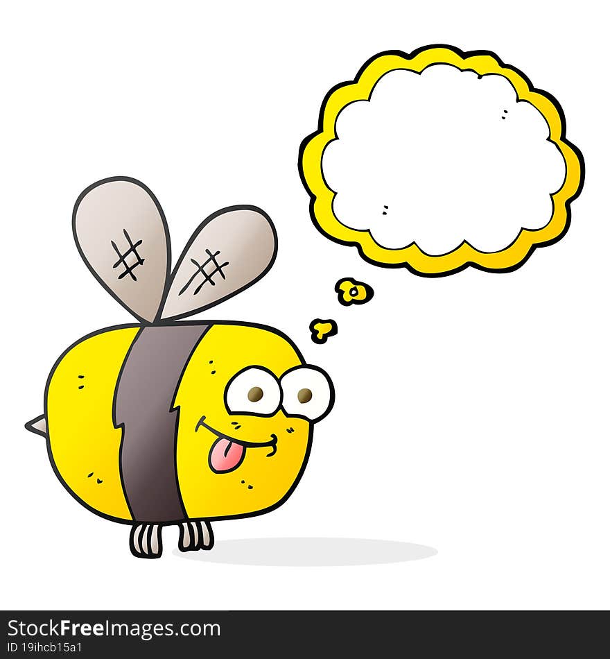 freehand drawn thought bubble cartoon bee