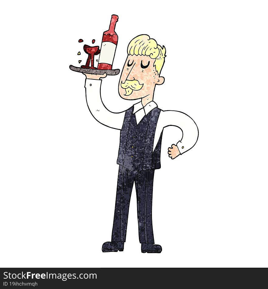 Textured Cartoon Waiter