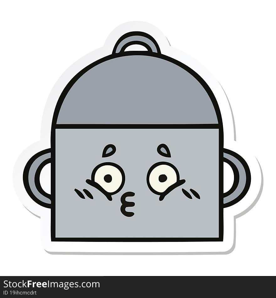 sticker of a cute cartoon cooking pot