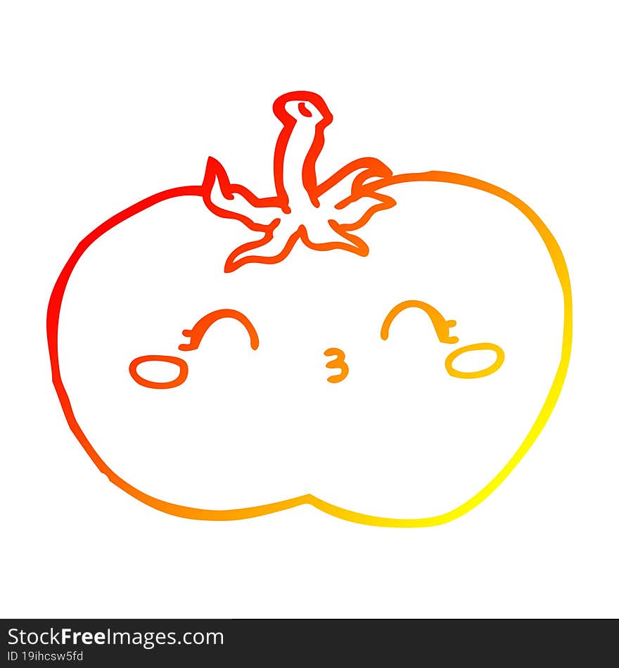 Warm Gradient Line Drawing Cartoon Tomato