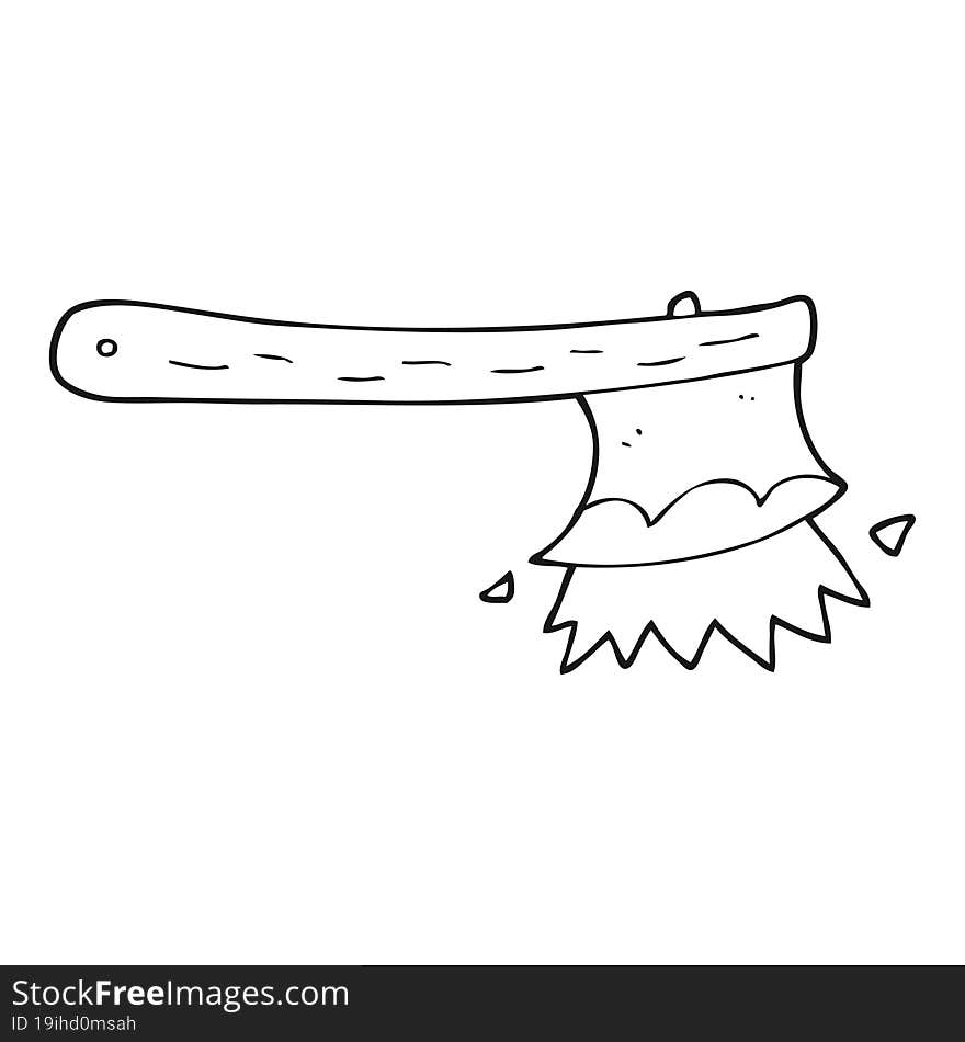 black and white cartoon striking axe