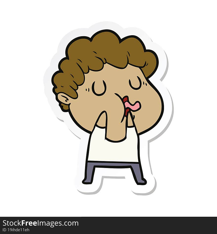 sticker of a cartoon man pulling face