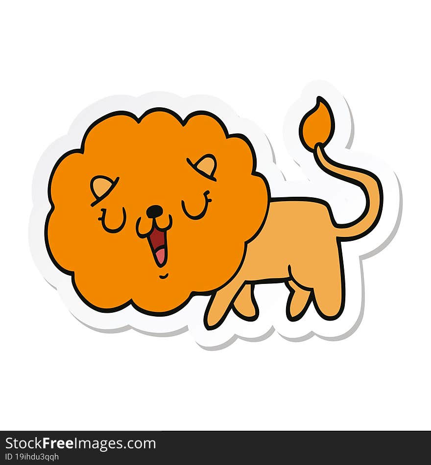 sticker of a cute cartoon lion