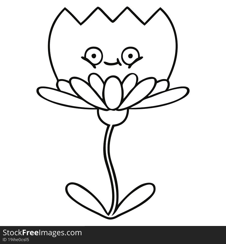 Line Drawing Cartoon Flower