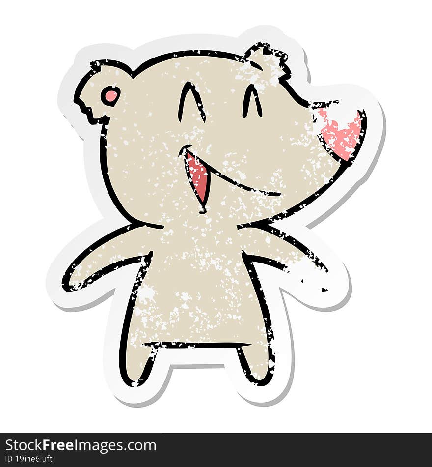 Distressed Sticker Of A Laughing Bear Cartoon