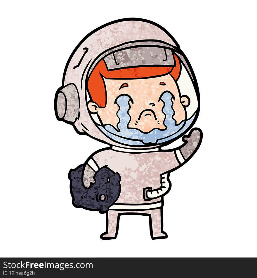 cartoon crying astronaut. cartoon crying astronaut