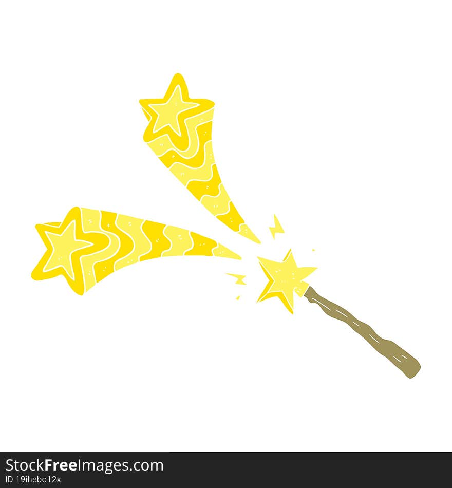 flat color illustration of magic wand. flat color illustration of magic wand