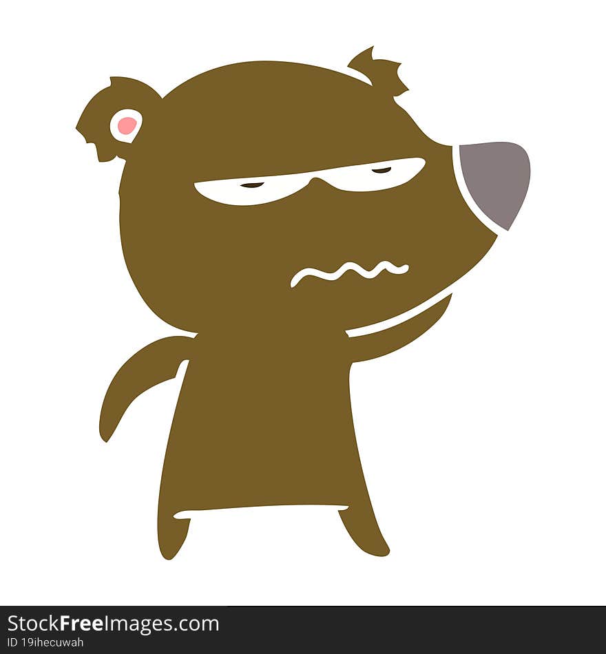 angry bear flat color style cartoon