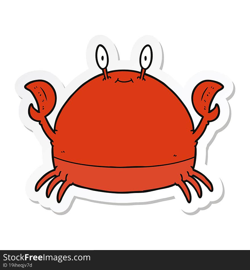 sticker of a cartoon crab