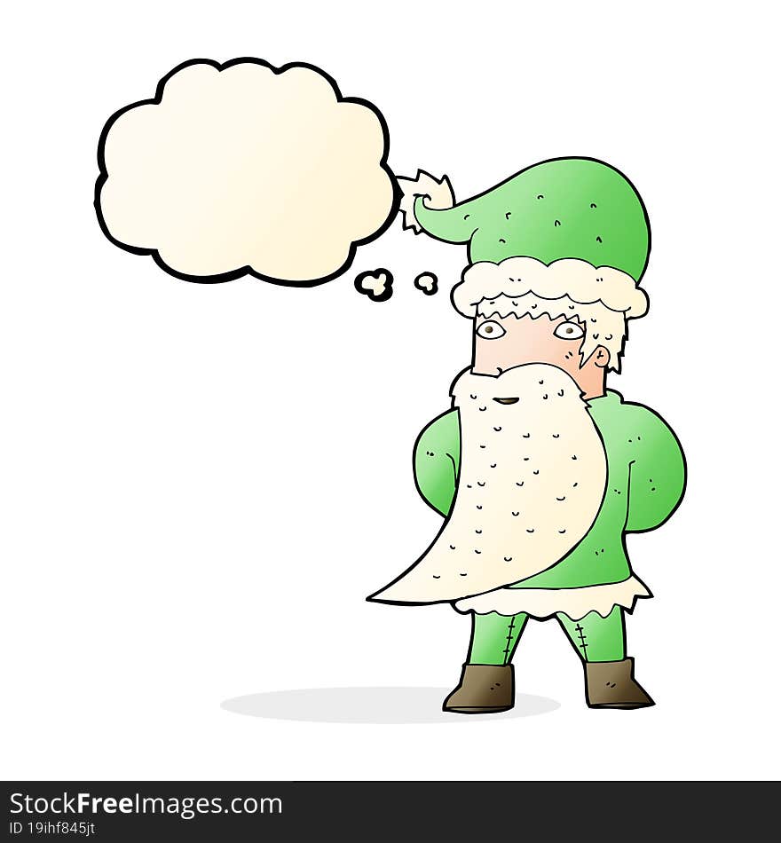 cartoon santa claus with thought bubble