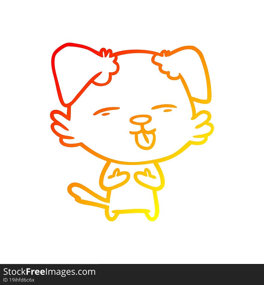 warm gradient line drawing cartoon dog sticking out tongue