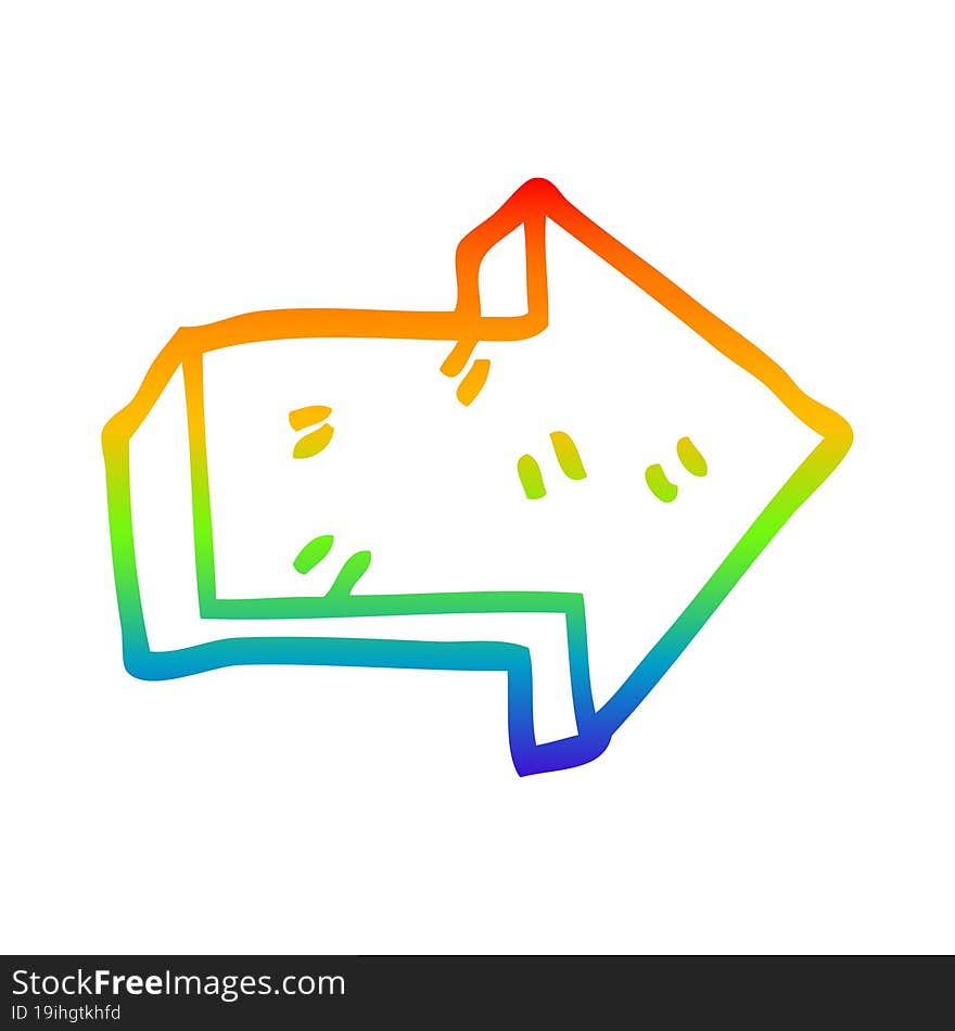 rainbow gradient line drawing cartoon pointing arrow