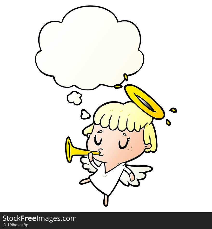 cartoon angel with thought bubble in smooth gradient style