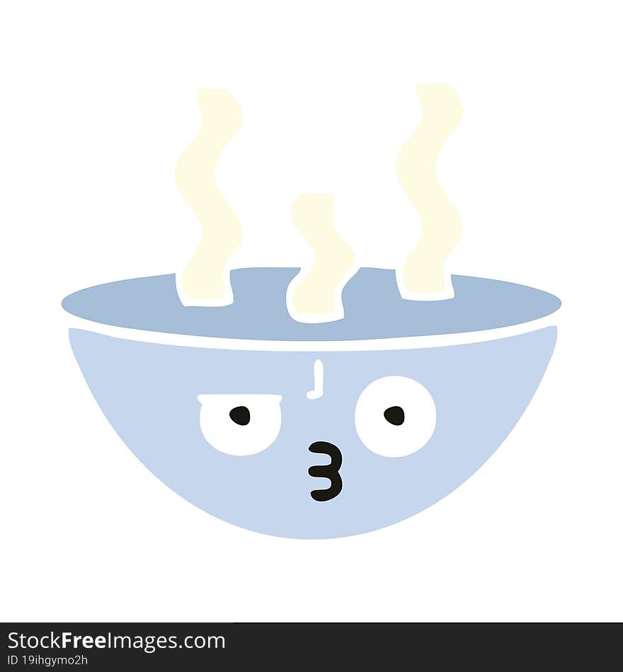 flat color retro cartoon of a bowl of hot soup