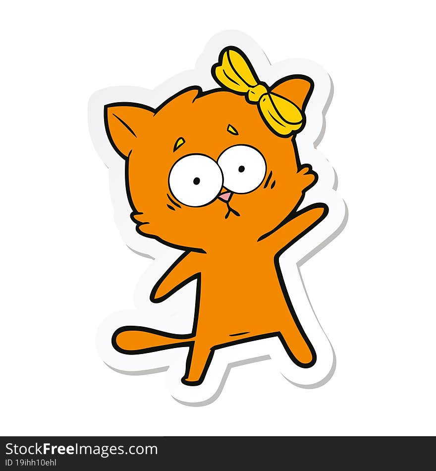 Sticker Of A Cartoon Cat