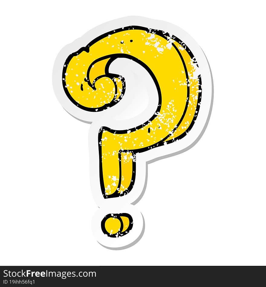 distressed sticker of a cartoon question mark